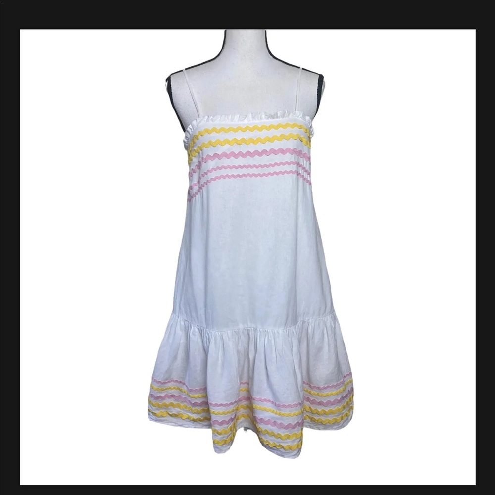Lisa Marie Fernandez linen blend Coastal Cottage Core White Dress Size XS